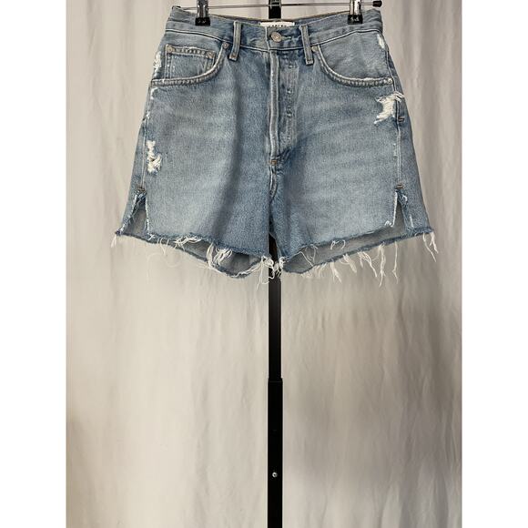 Agolde 'Riley' Blue Cotton Cut-Off Denim Shorts Size 25 - Picture 5 of 5